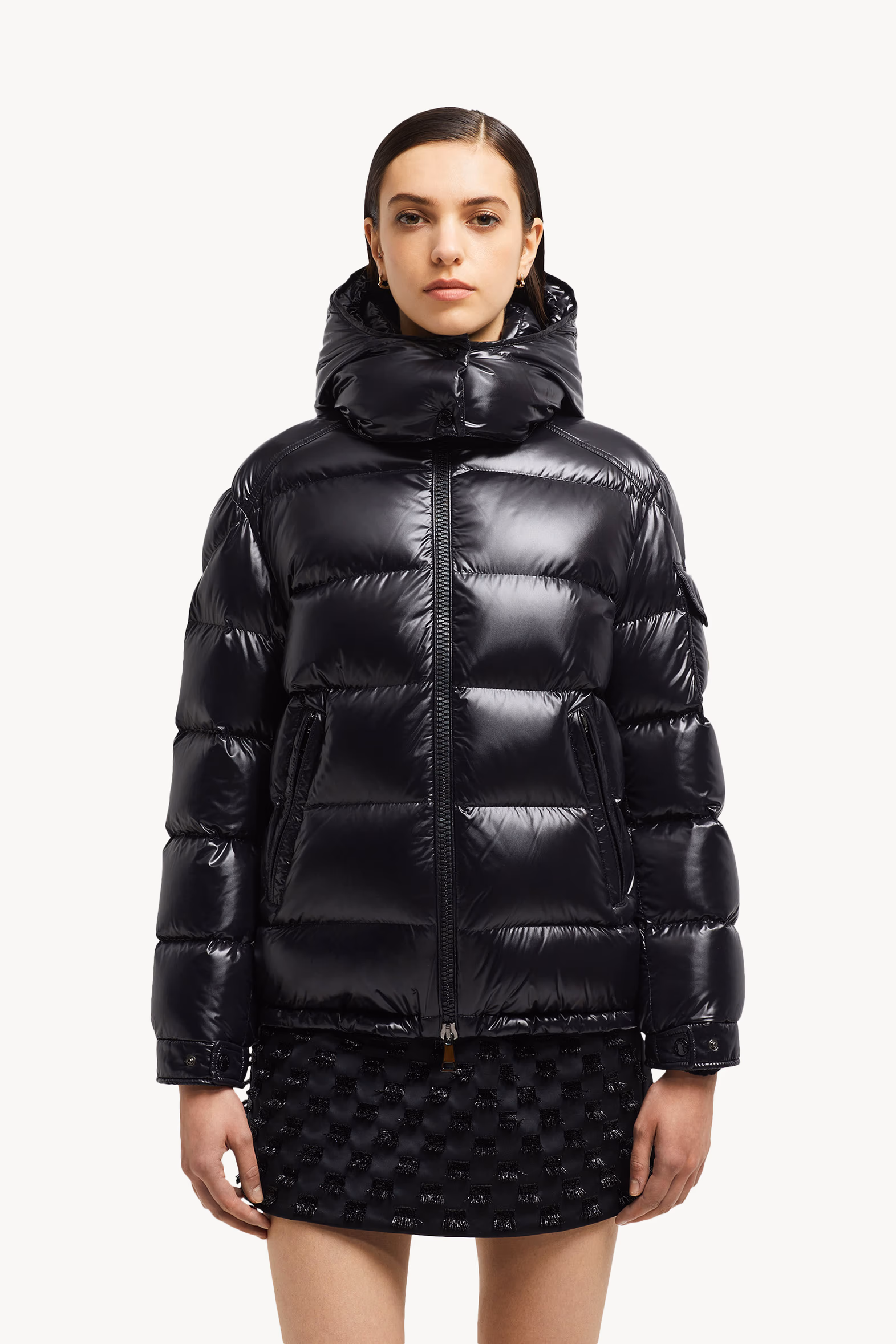 Maire Hooded Short Down Jacket Women Black Moncler 3